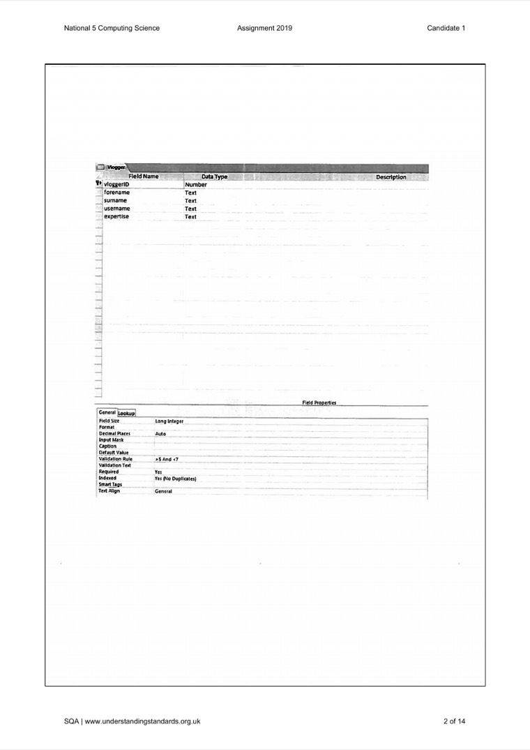 Understanding Standards screenshot showing faint printed database evidence