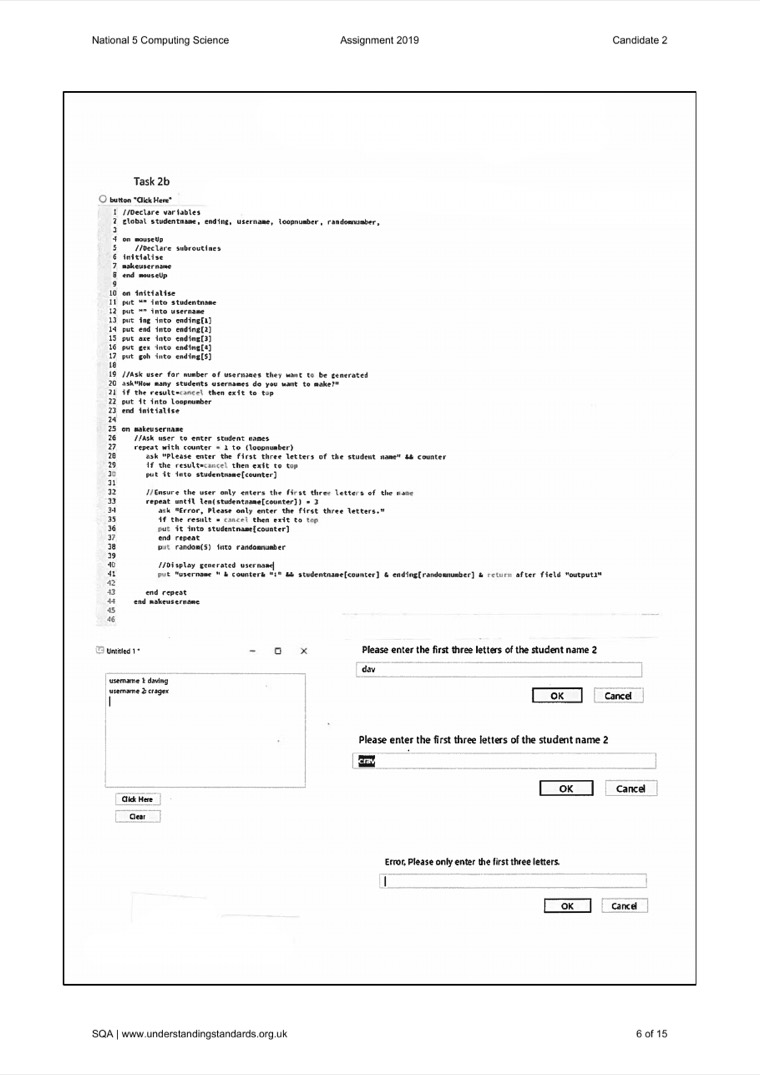 Understanding Standards screenshot showing candidate program code and test run output
